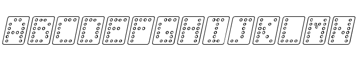 Domino bred kursiv omrids Font UPPERCASE