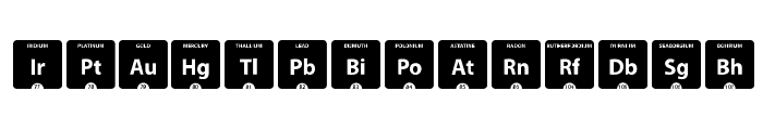 Periodic Table of Elements Font LOWERCASE