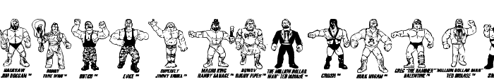 Retro Hasbro WWF Figures Font UPPERCASE