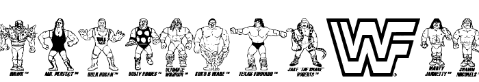 Retro Hasbro WWF Figures Font UPPERCASE