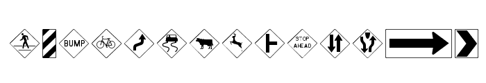 RoadWarningSign Font LOWERCASE