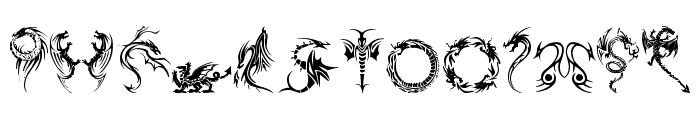 Tribal Dragons Tattoo Designs Font UPPERCASE