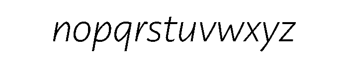 29LTZaridSansAL ExtraLightSlanted Font LOWERCASE