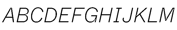 ABCWhyteSemi MonoInktrap ExtralightItalic Font UPPERCASE