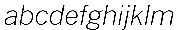 Benton Sans Extra Compressed Extra Light Italic Font LOWERCASE