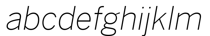 Benton Sans Wide Extra Light Italic Font LOWERCASE