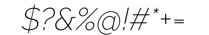 Raleway ExtraLight Italic Font OTHER CHARS