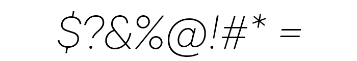 Calibre ThinItalic Font OTHER CHARS