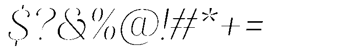 Akisan Thin Expanded Slant Font OTHER CHARS