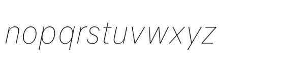 Allrounder Grotesk Condensed Thin Italic Font LOWERCASE