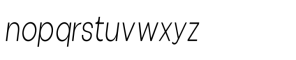 Aloevera sans Condensed ELight Italic Font LOWERCASE