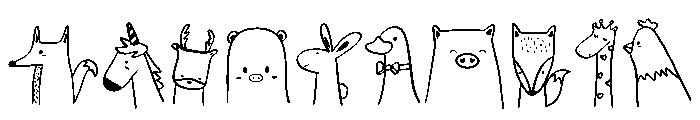 Animal Doodle Set Font OTHER CHARS