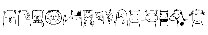 Animal Doodle Set Font UPPERCASE