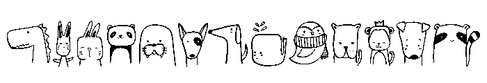 Animal Doodle Set Font UPPERCASE