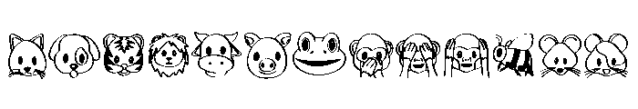 Animal Sticker Emoji Set Font UPPERCASE