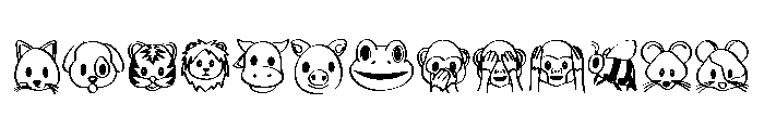 Animal Sticker Emoji Set Font LOWERCASE