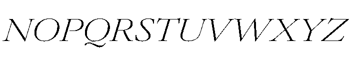 AtacamaItalicVAR UltraExpandedExtraLightContrastItalic Instance Font UPPERCASE