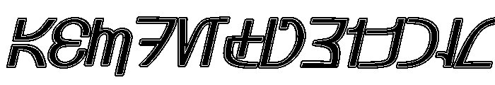 Aurebesh_Rodian Oblique Outline Font UPPERCASE
