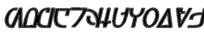 Aurebesh_Rodian Oblique Outline Font UPPERCASE