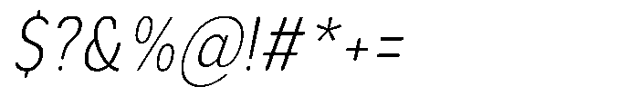 Aukim II Circled Ultra Light Condensed Italic Font OTHER CHARS