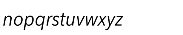 Avenir Next Paneuropean SemiCondensed Italic Font LOWERCASE