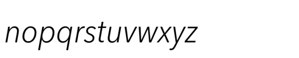 Avenir Next Paneuropean SemiCondensed Light Italic Font LOWERCASE