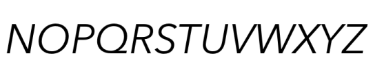 Avenir Next World Italic Font UPPERCASE