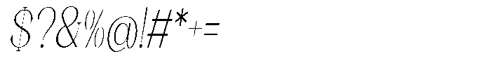 Axerifa Extra Light Condensed Italic Font OTHER CHARS