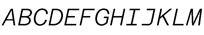 Azeret TRIAL MonoLightItalic Instance Font UPPERCASE