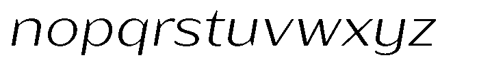 Bankins Expanded Bankins Extra Light Xc BExp Slant Font LOWERCASE