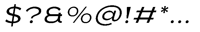 Barcola Expanded Regular Slanted Font OTHER CHARS