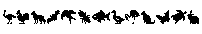 Black Animal Silhouette Font UPPERCASE