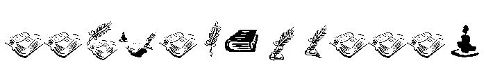 Book Stamps Figure Font UPPERCASE