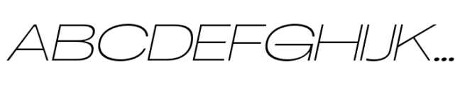 Bonga Sans Extended Thin Oblique Font UPPERCASE