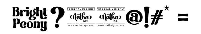 Bright Peony Personal Use Font OTHER CHARS