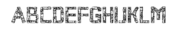 Broken Cyborg Outline Regular Font LOWERCASE