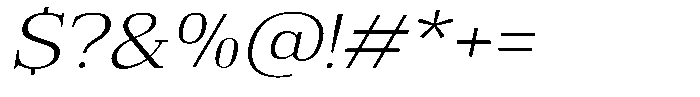 Bruchey Extra Light Slanted Expanded Font OTHER CHARS