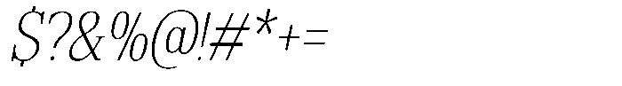 Bruchey Thin Slanted Condensed Font OTHER CHARS