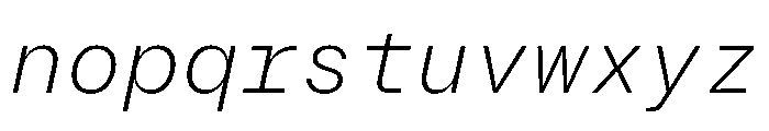 BrutGrotesqueMono ExtralightItalic Font LOWERCASE