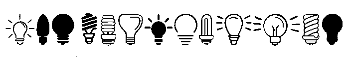 Bulb Icon Set Font UPPERCASE