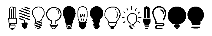 Bulb Icon Set Font UPPERCASE
