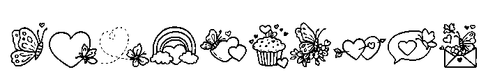 Butterfly Love Doodle Font OTHER CHARS