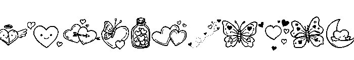Butterfly Love Doodle Font UPPERCASE