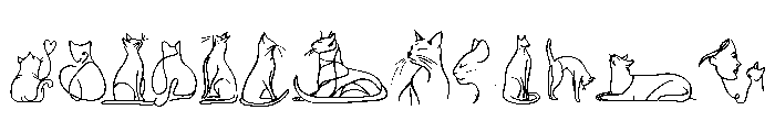Cat Line Drawing Font UPPERCASE