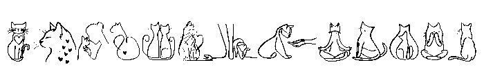 Cat Line Drawing Font UPPERCASE