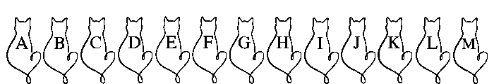 Cat Love Line Art Font UPPERCASE