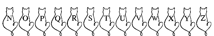 Cat Love Line Art Font UPPERCASE