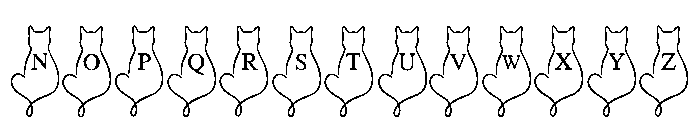 Cat Love Line Art Font LOWERCASE