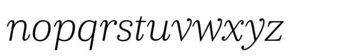 Cabrito Serif Extended Light Italic Font LOWERCASE