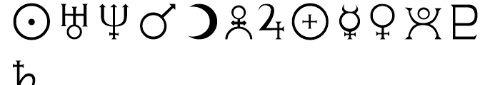 Celtic Astrologer Symbols Symbols Font LOWERCASE